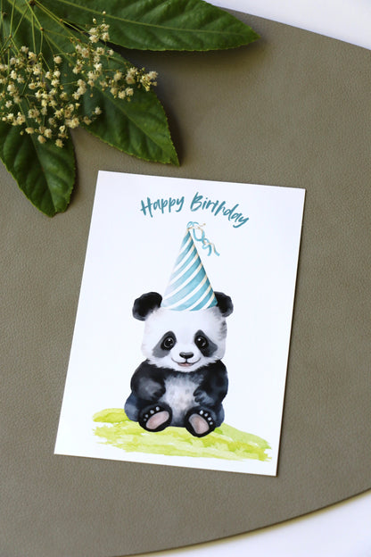 Geburtstagskarte Panda Pink
