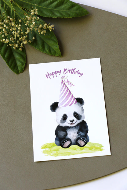 Geburtstagskarte Panda Pink
