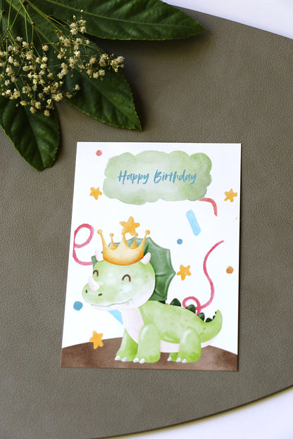 Geburtstagskarte Dinosaurier Grün