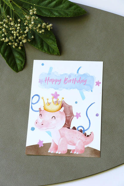 Geburtstagskarte Dinosaurier Pink