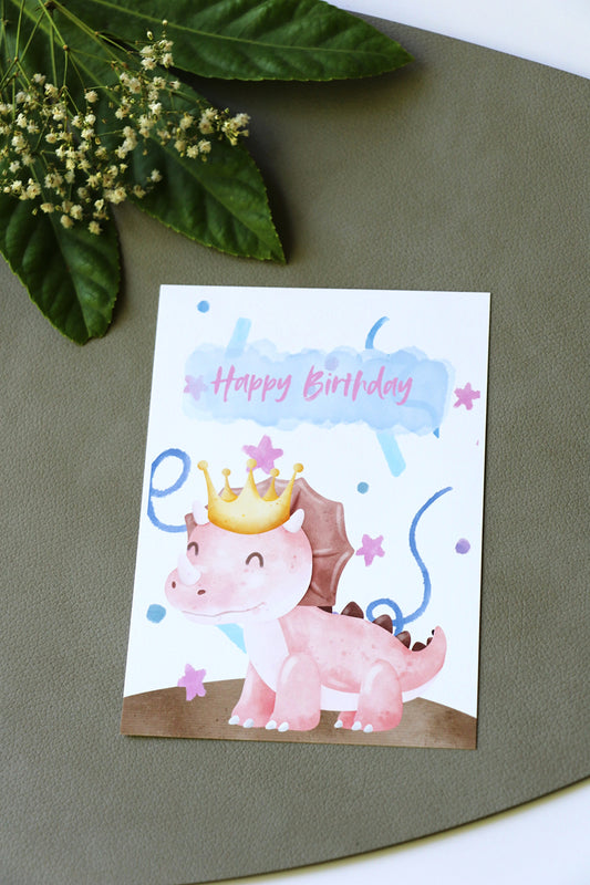 Geburtstagskarte Dinosaurier Pink