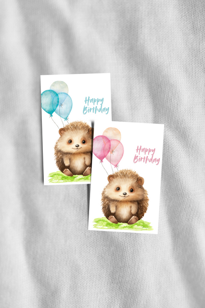 Geburtstagskarte Igel Luftballons Blau