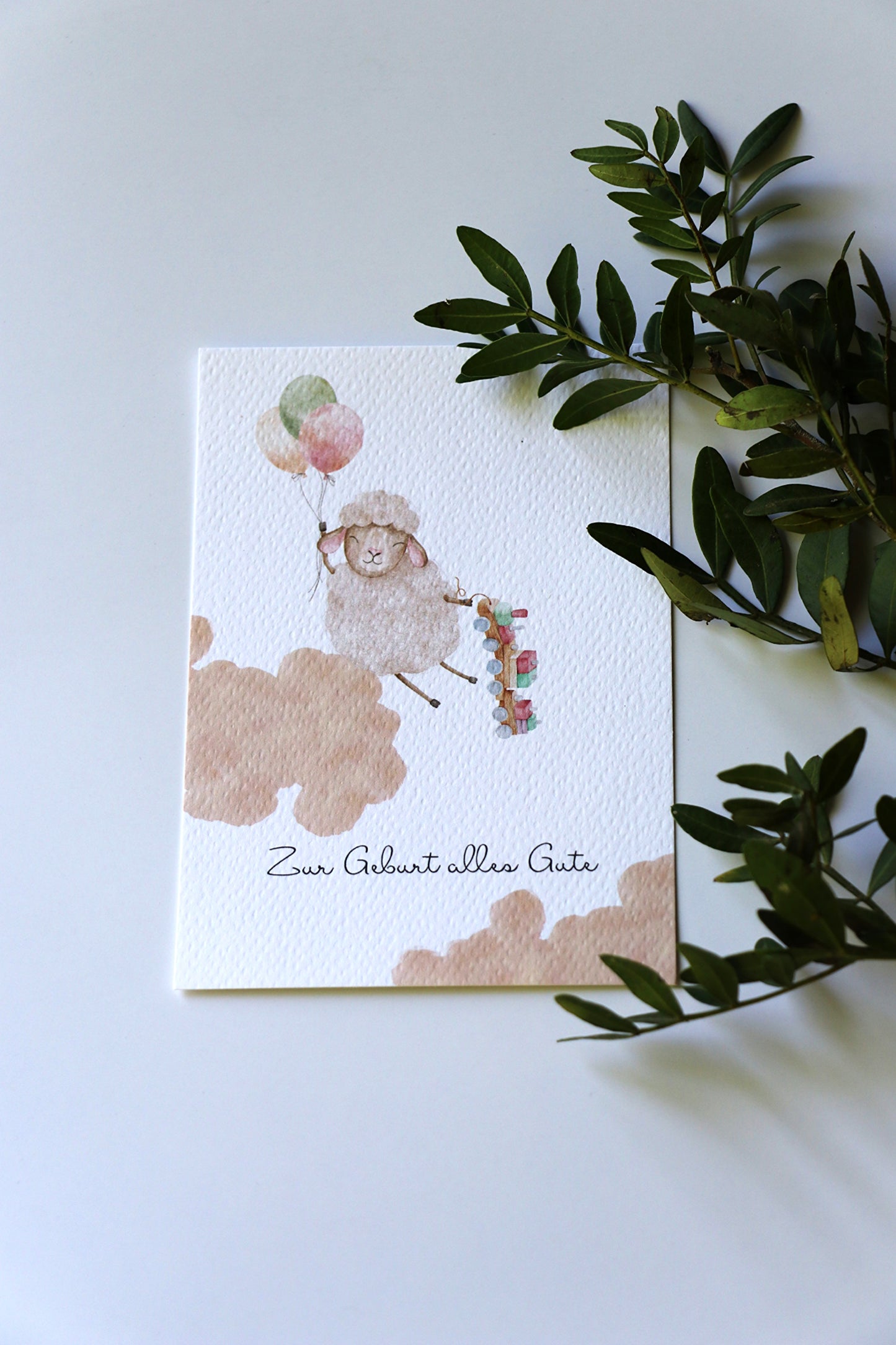 Grußkarte - Schäfchen auf Wolkenreise