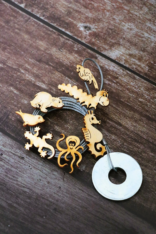 Fotoseilset mit Magneten (vertikal) - bunter Tiermix