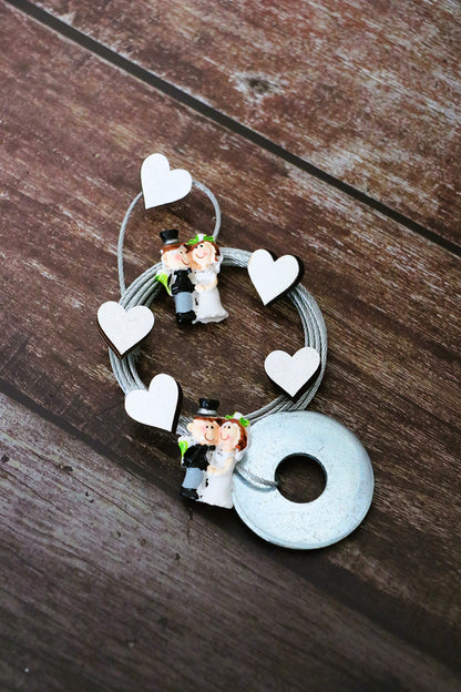 Fotoseilset mit Magneten (vertikal) - Brautpaar - Herzen