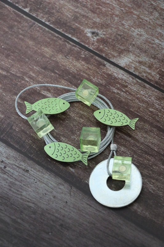 Fotoseilset mit Magneten (vertikal) - Fische grün