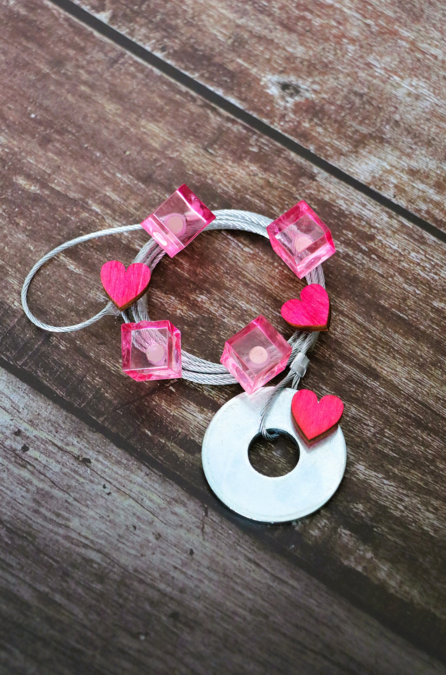 Fotoseilset mit Magneten (vertikal) - Herzen pink