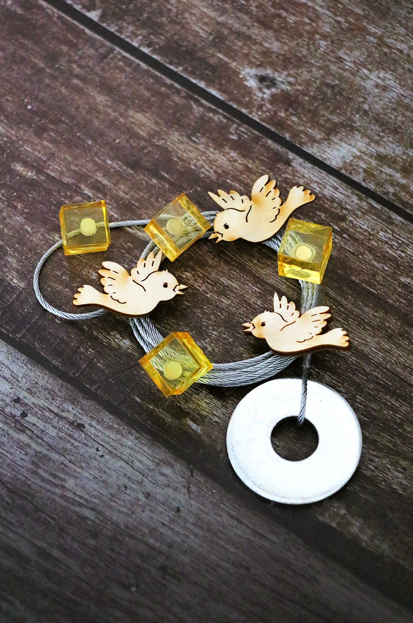 Fotoseilset mit Magneten (vertikal) - Vögel gelb